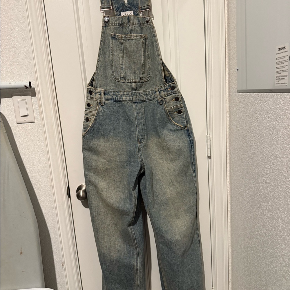 Cello Blue Denim Overalls, wide leg